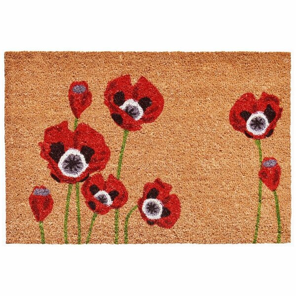 Configuracion 24 x 36 in. Red Poppies Rectangular Doormat Multi Color CO2841987